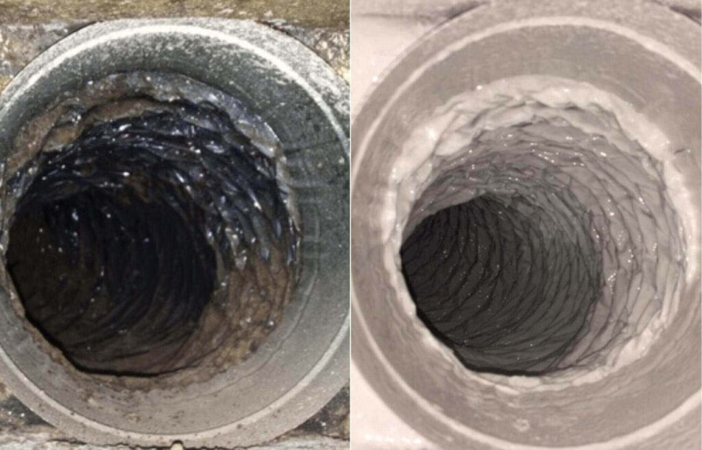 clogged duct clean after before